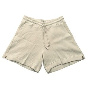 AYR Pima Cotton Waffle Knit Pull-On Lounge Shorts‎ Beige XS Women's